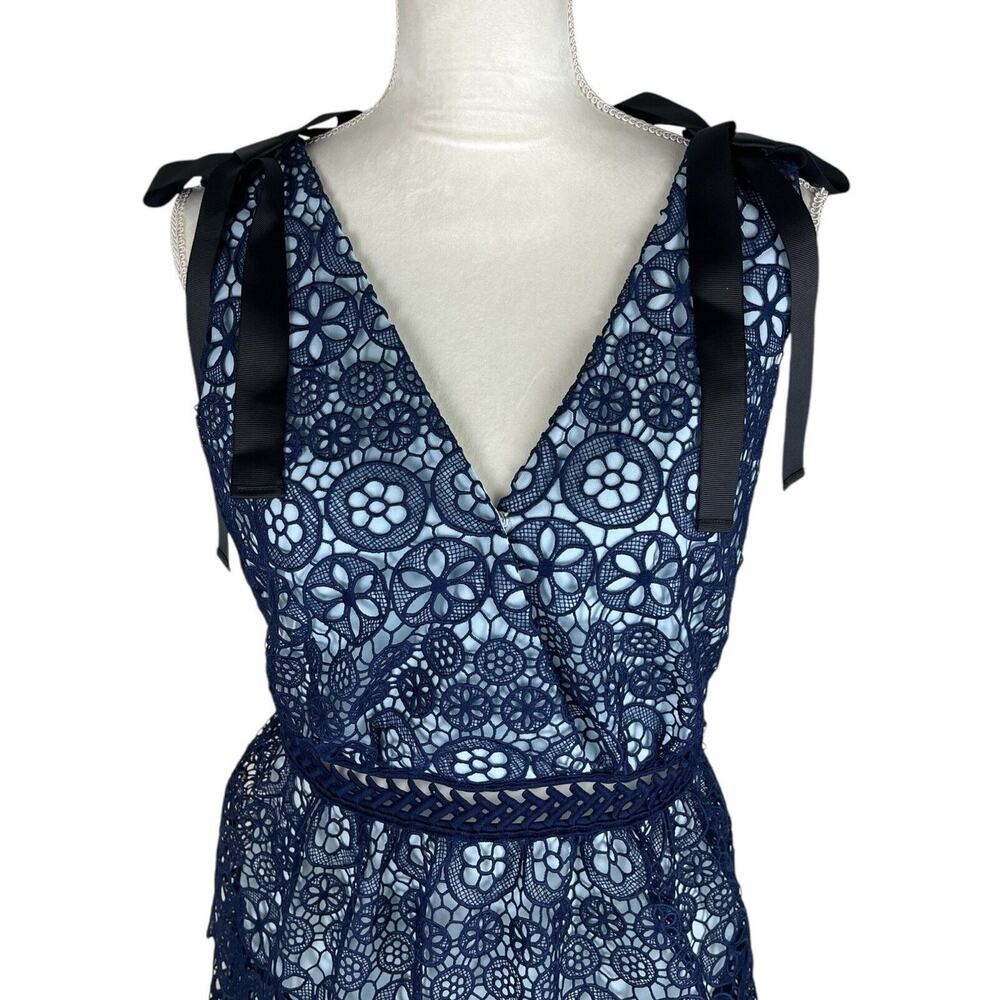 Self Portrait Guipure Bow Tiered Cocktail Dress Romantic Coquette Size Small - Picture 6 of 9